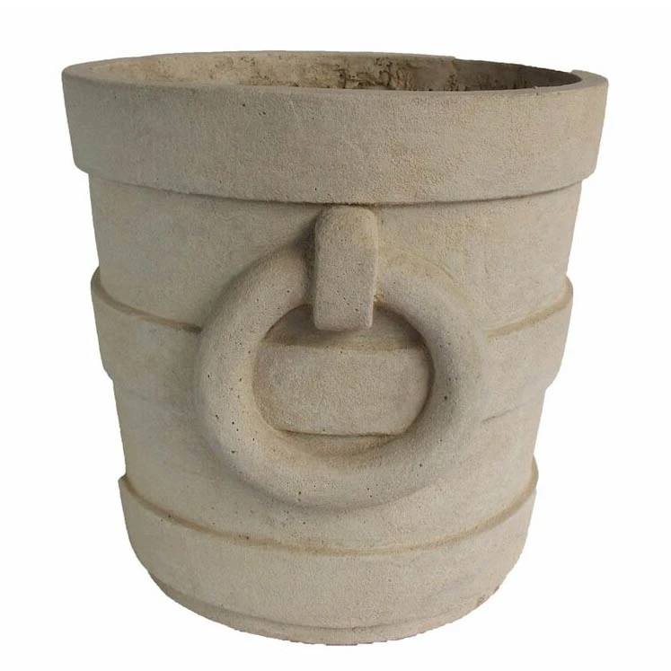 Aztec Round Large Cast Limestone Planter 3 Aztec Round Large Cast Limestone Planter
