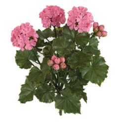 17 Inch Artificial Outdoor Pink Geranium Bush: Unpotted
