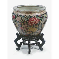 14 Inch China Blue Porcelain Planter: 13.5 Inch Inside Dia.