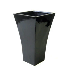 17 Inch Black Fiberglass Square Vase: 8.5 Inch Inside Dia.