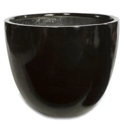 16.75H X 20W Inch Glossy Black Fiberglass Planter: 18 Inch Inside Dia.