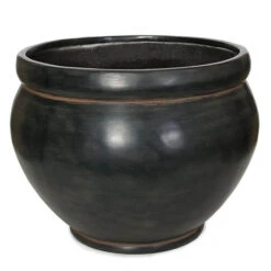 17.75H X 21.25W Black/Rust Iron Fiberglass Planter: 19.5 Inch Inside Dia.