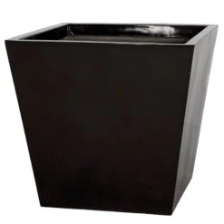 23H X 25W Inch Gloss Black Fiberglass Square Planter: 21 Inch Inside Dia.