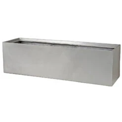 35.5 Inch Silver Fiberglass Rectangle Planter