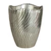 19H X 16W Inch Brushed Silver Fiberglass Planter: 14.25 Inch Inside Dia.