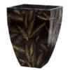21 Inch Black/Gold Fiberglass Planter With Gold Leaf Design -Artificial Trees Shop AGF D 81530