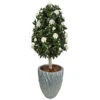 4.5 Foot Outdoor Artificial White Gardenia Topiary: Potted 1 4.5 Foot Outdoor Artificial White Gardenia Topiary: Potted -Artificial Trees Shop AGF W 069045