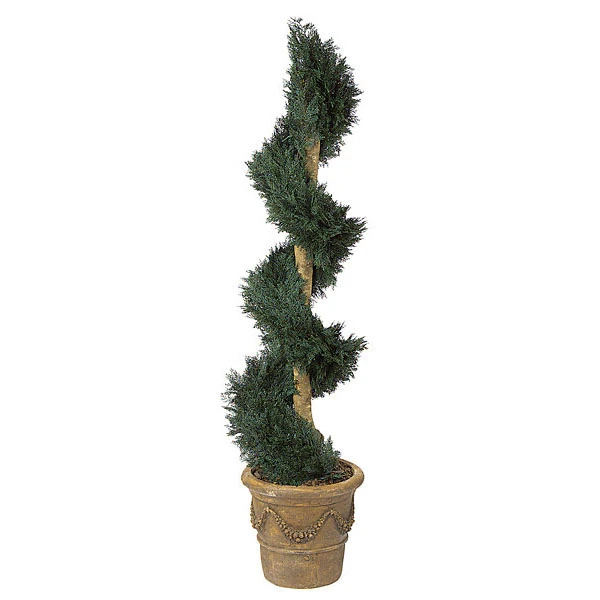 6 Foot Artificial Outdoor Juniper Spiral Topiary With Natural Trunk 3 6 Foot Artificial Outdoor Juniper Spiral Topiary With Natural Trunk