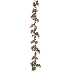 9.5 Foot Outdoor Red Bougainvillea Garland (Set Of 4)