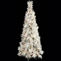 7.5 Foot Heavy Flocked Long Needle Pencil Tree: Clear Lights