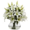 16 Inch White Large Lily Arrangement In Vase -Artificial Trees Shop NEA 1432
