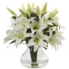 13.5 Inch White Lily Arrangement With Vase -Artificial Trees Shop NEA 1434