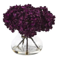 8.5 Inch Hydrangea In Vase Silk Flower Arrangement