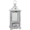17.25 Inch Distressed Wooden Lantern With Drawer -Artificial Trees Shop NEA 7017