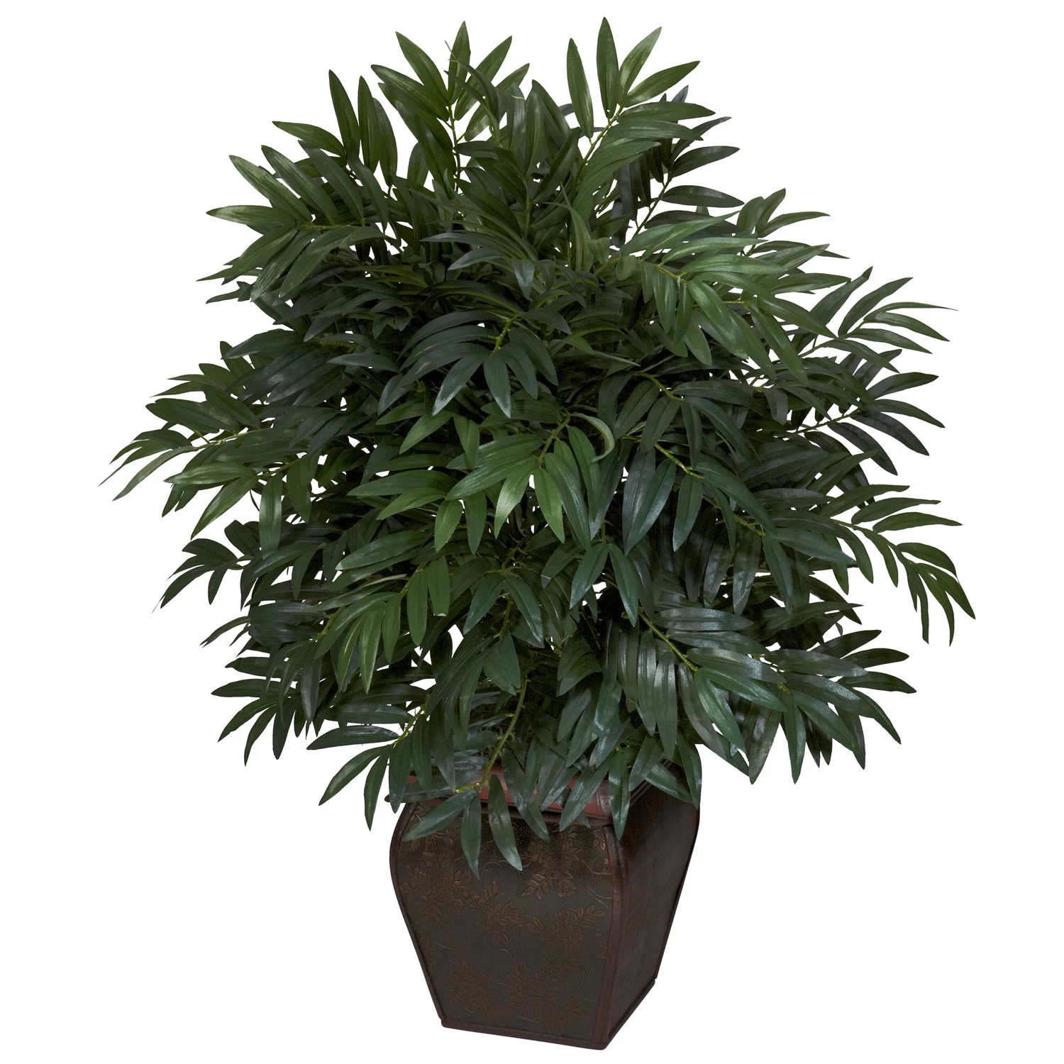 35 Inch Double Bamboo Palm In Decorative Planter 3 35 Inch Double Bamboo Palm In Decorative Planter