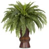 33 Inch Boston Fern In Bamboo Vase -Artificial Trees Shop NEA1117 ZM 1