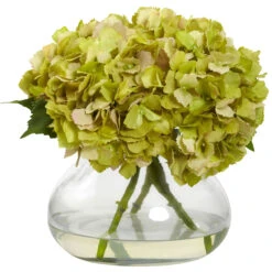 9 Inch Large Silk Blooming Hydrangea In Decorative Vase