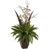 36 Inch Indoor Silk Fern & Orchid Arrangement In Decorative Planter -Artificial Trees Shop NEA1373 ZM 1