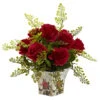 13 Inch Indoor Silk Rose & Maiden Hair In Floral Planter -Artificial Trees Shop NEA1380 RD ZM 1