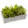 6.5 Inch Indoor Silk Succulent Garden Arrangement In Concrete Planter -Artificial Trees Shop NEA1393 ZM 1