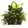 30 Inch Silk Golden Dieffenbachia/Philodendron/Pothos In Wood Planter -Artificial Trees Shop NEA1437 ZM 1