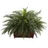 29 Inch Indoor Silk River Fern In Decorative Wood Planter -Artificial Trees Shop NEA1438 ZM 1