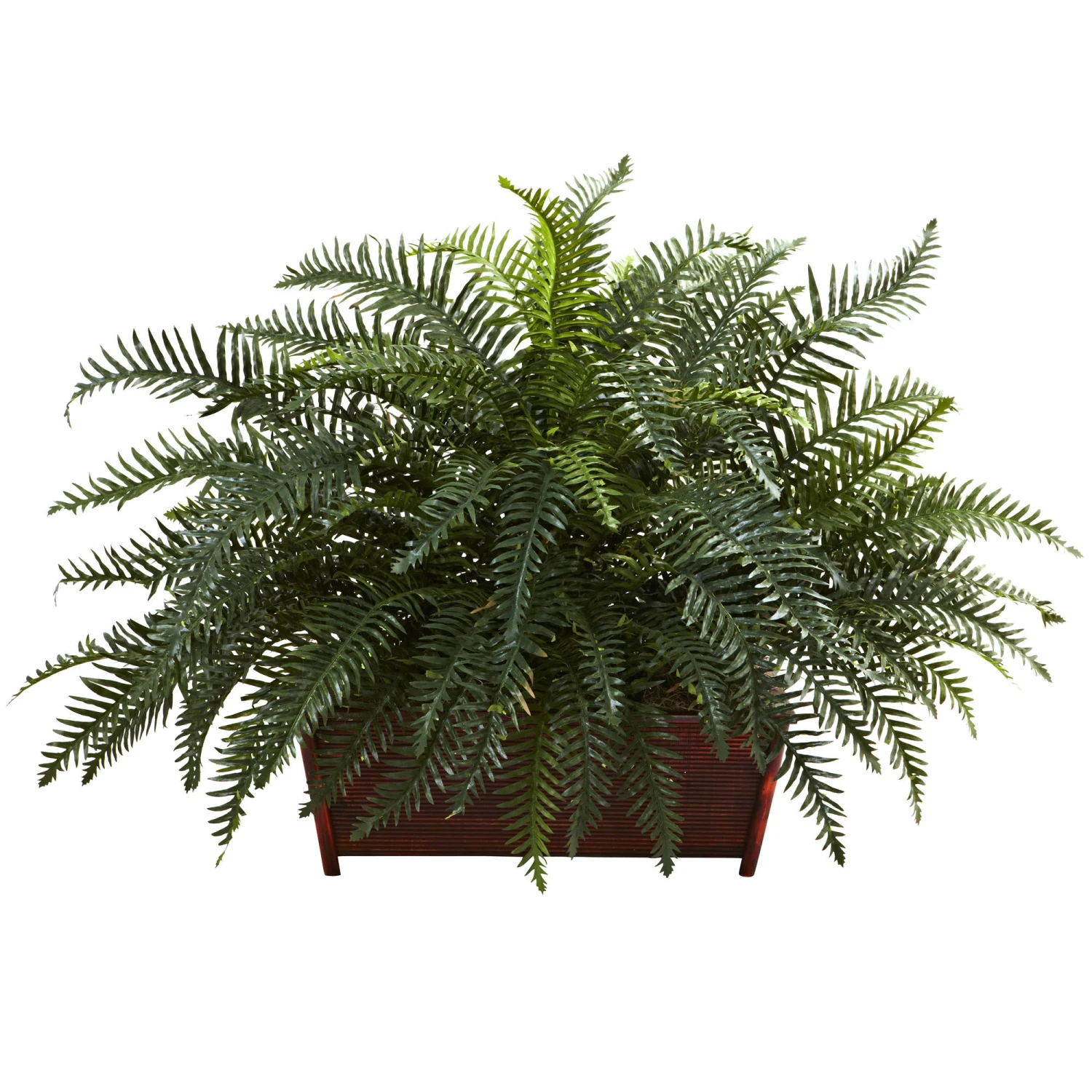 29 Inch Indoor Silk River Fern In Decorative Wood Planter 3 29 Inch Indoor Silk River Fern In Decorative Wood Planter