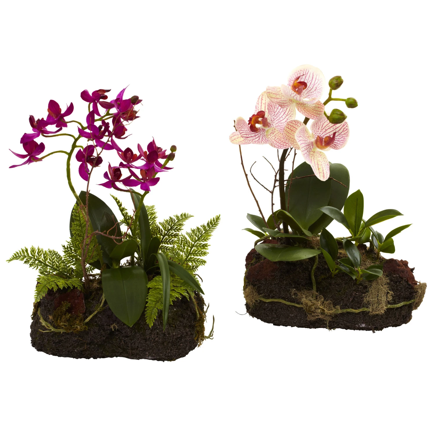 10 Inch Indoor Silk Orchid Island In Realistic Root Base (Set Of 2) 3 10 Inch Indoor Silk Orchid Island In Realistic Root Base (Set Of 2)
