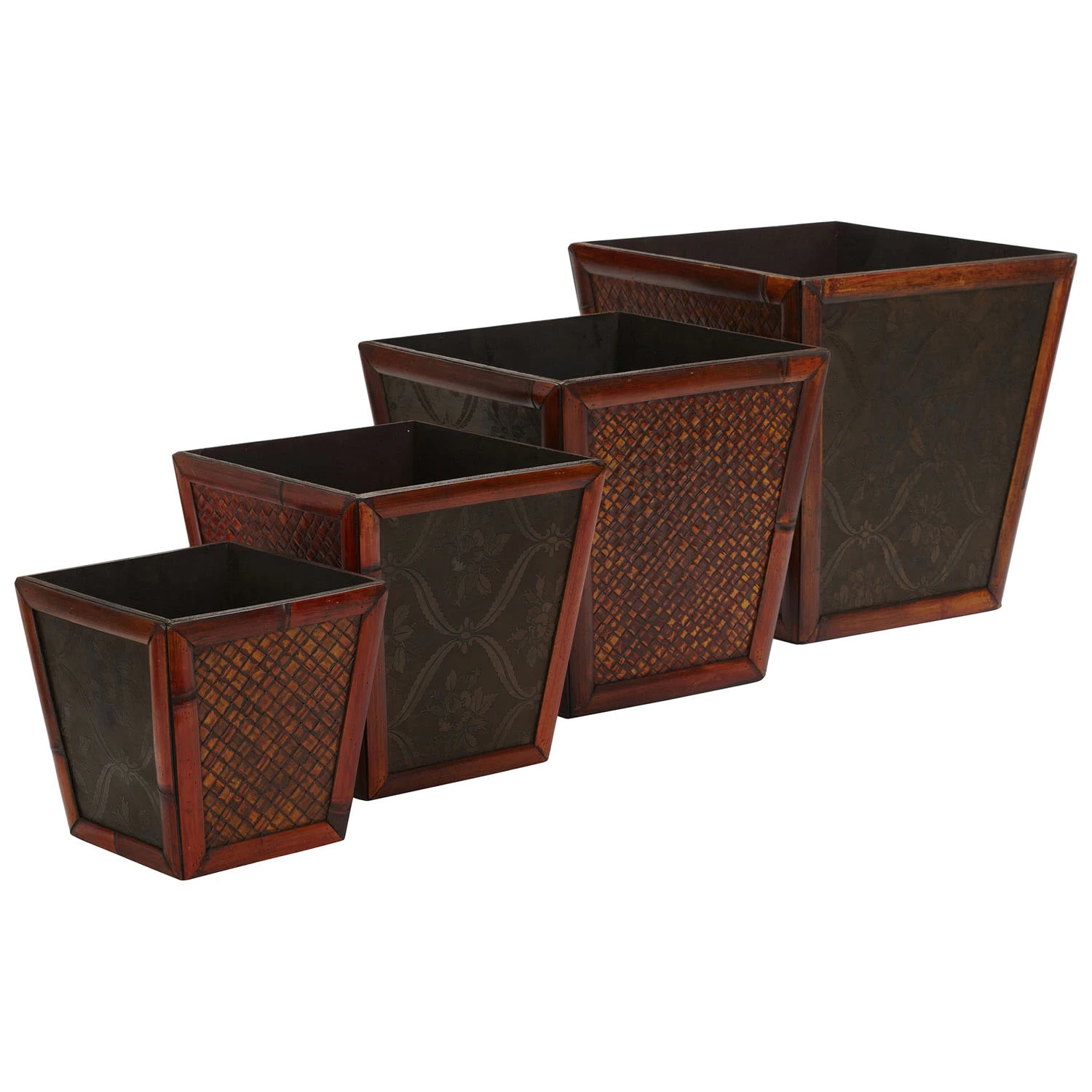 Bamboo Square Decorative Planters (Set Of 4: Multiple Sizes) 3 Bamboo Square Decorative Planters (Set Of 4: Multiple Sizes)