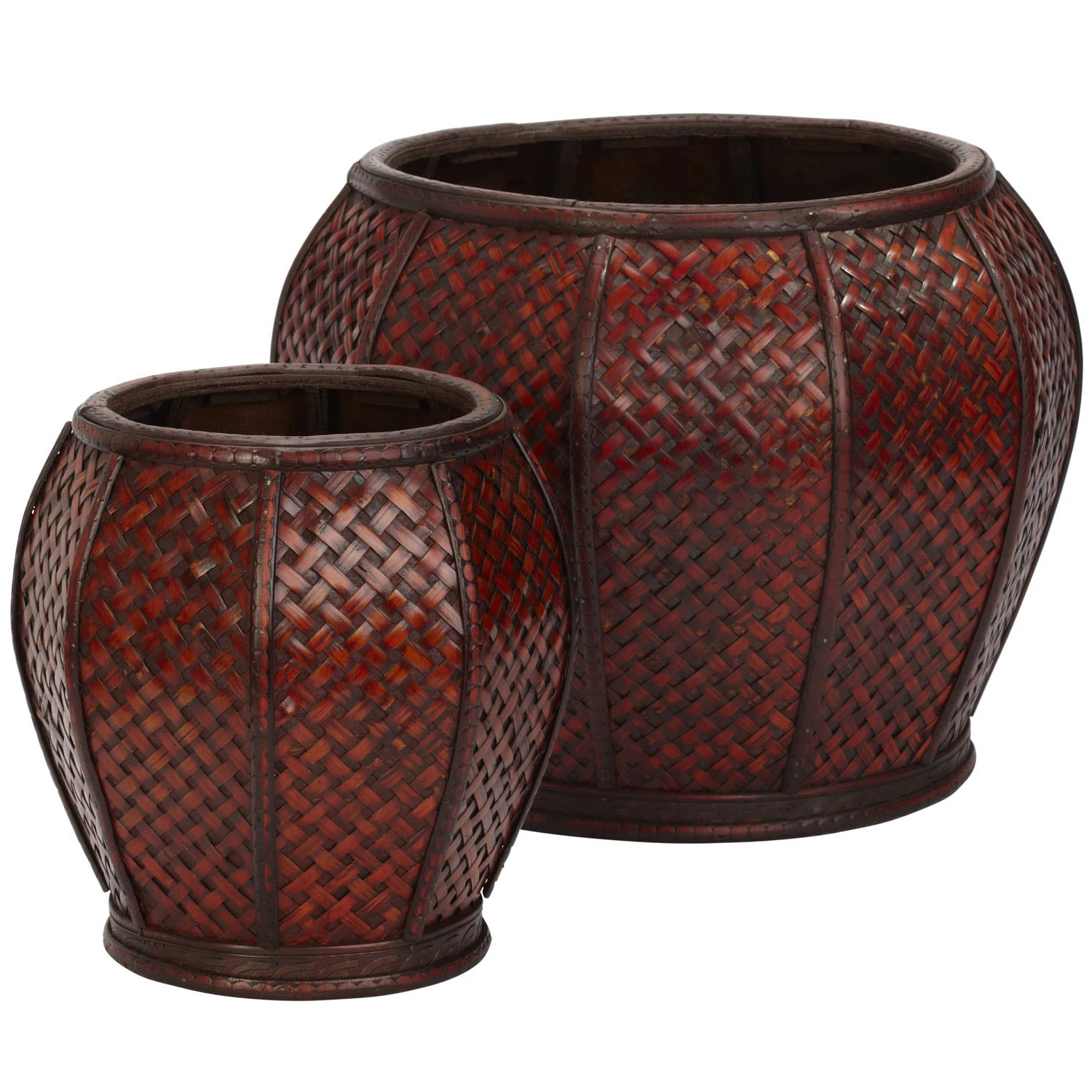 Rounded Weave Decorative Planters (Set Of 2: Multiple Sizes) 3 Rounded Weave Decorative Planters (Set Of 2: Multiple Sizes)