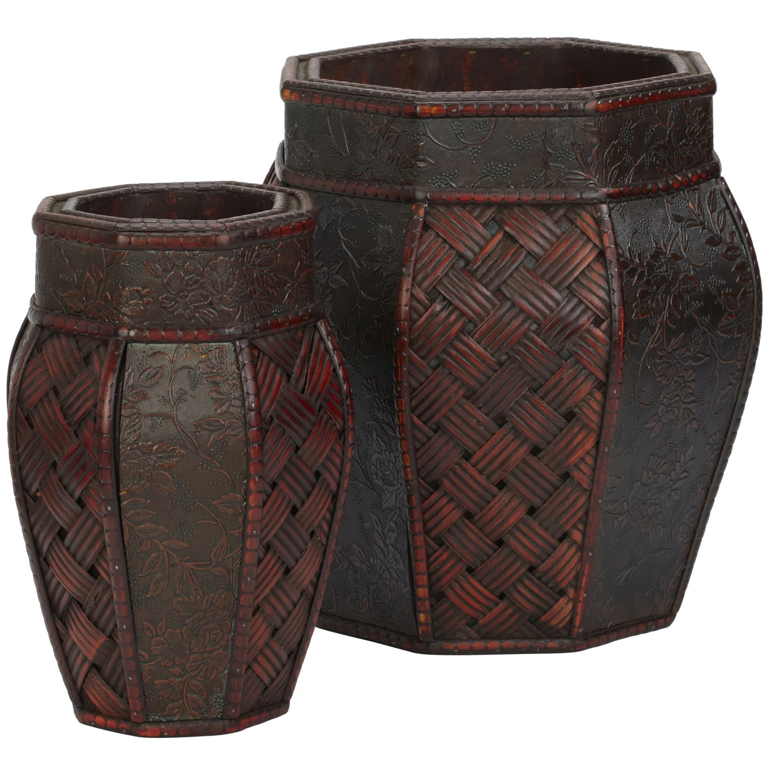 Design And Weave Panel Decorative Planters (Set Of 2: Multiple Sizes) 3 Design And Weave Panel Decorative Planters (Set Of 2: Multiple Sizes)