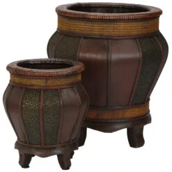 Decorative Wood Panel Planters (Set Of 2: Multiple Sizes)
