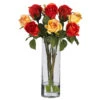 Silk Roses In Glass Vase 1 Silk Roses In Glass Vase -Artificial Trees Shop NEA2039 ZM 1