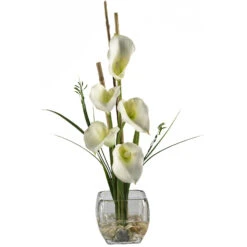 Calla Lilly Silk Flower Arrangement In Acrylic Water