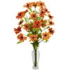 Silk Cosmos In Glass Vase 2 Silk Cosmos In Glass Vase -Artificial Trees Shop NEA2159 ZM 1