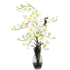 Silk Dendrobium Orchid Arrangement In Vase