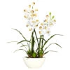 Silk Cymbidium Orchids With White Vase -Artificial Trees Shop NEA2251 ZM 1