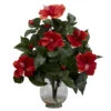 Silk Hibiscus Arrangement In Fluted Vase -Artificial Trees Shop NEA2342 ZM 1