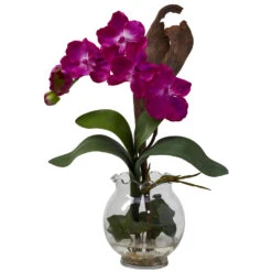 Mini Vanda Orchid With Fluted Vase Silk