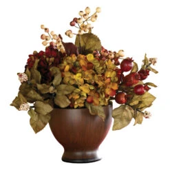 Autumn Hydrangeas In Round Vase