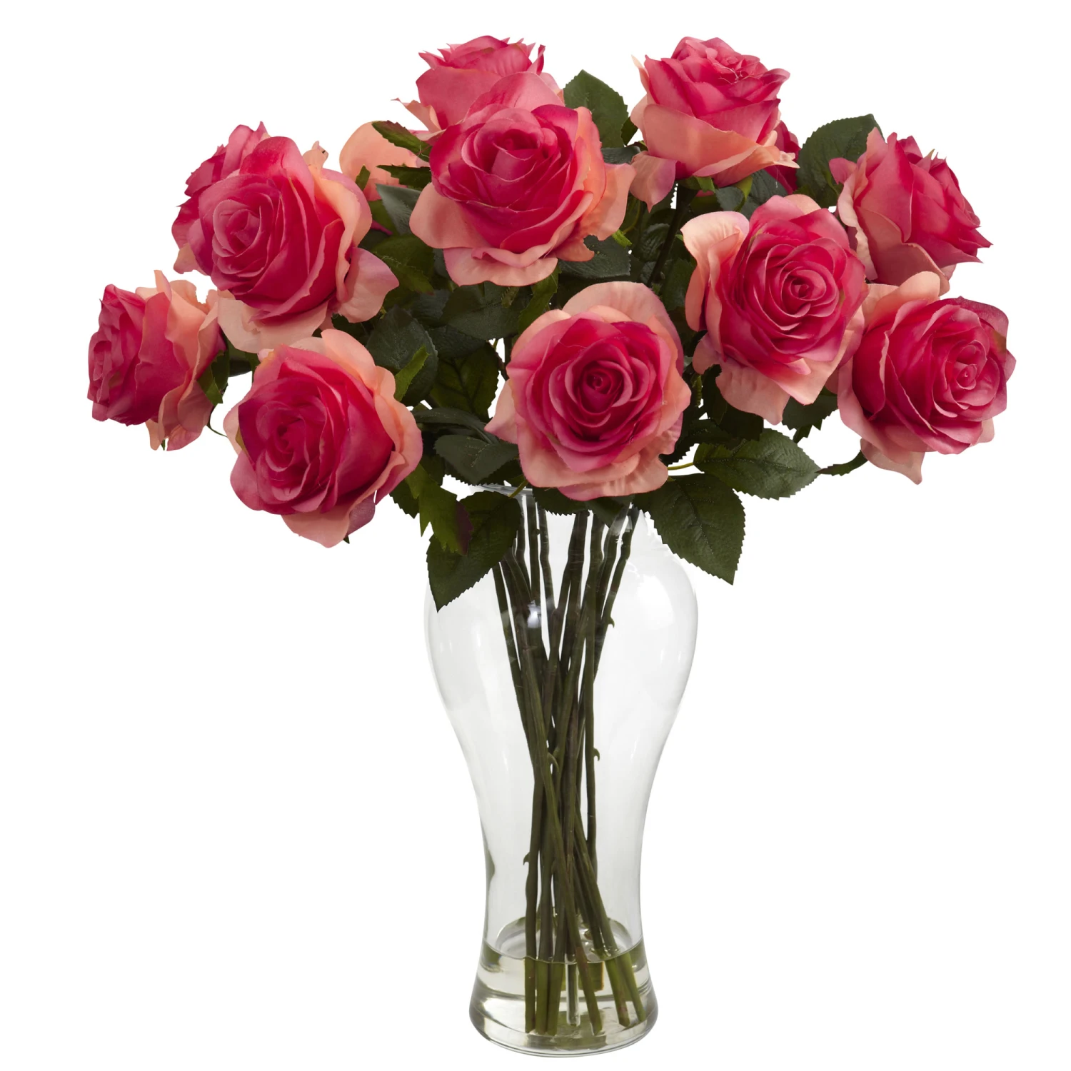 18 Inch Artificial Blooming Roses Arrangement In Vase 3 18 Inch Artificial Blooming Roses Arrangement In Vase