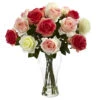 18 Inch Silk Assorted Blooming Roses In Vase -Artificial Trees Shop NEA2447 AP