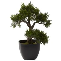15 Inch Artificial Cedar Bonsai In Planter