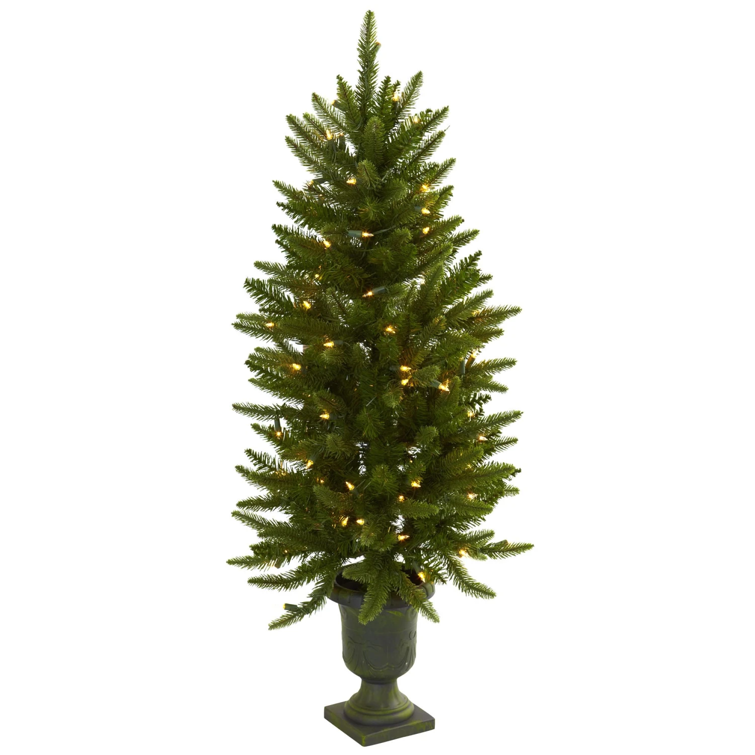 4 Foot Artificial Christmas Tree In Urn: Clear Lights 3 4 Foot Artificial Christmas Tree In Urn: Clear Lights
