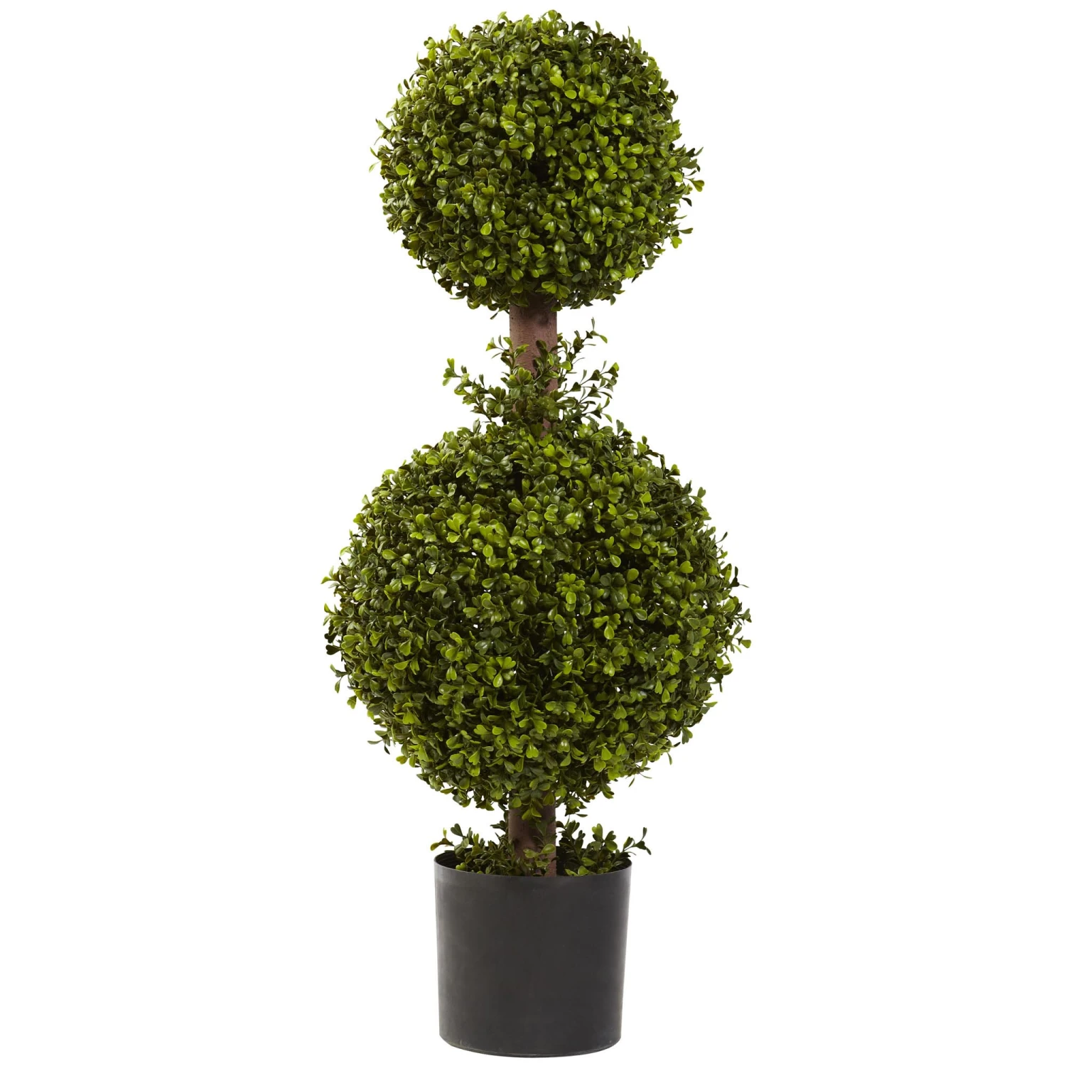 35 Inch Artificial Double Boxwood Topiary: Potted 3 35 Inch Artificial Double Boxwood Topiary: Potted