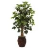 44 Inch Artificial Ficus Tree In Decorative Planter