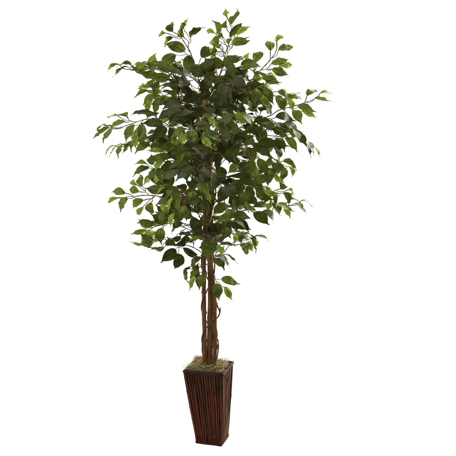 6 Foot Artificial Ficus Tree In Bamboo Planter 3 6 Foot Artificial Ficus Tree In Bamboo Planter