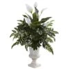 32 Inch Silk Mixed Greens & Spathyfillum In Decorative Urn -Artificial Trees Shop NEA2657 ZM 1
