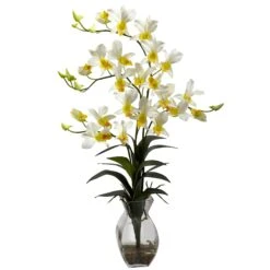 Silk Dendrobium Orchid In Vase