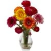 15 Inch Gerber Daisy & Ranunculus Arrangement In Vase -Artificial Trees Shop NEA2672 AS